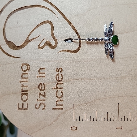 Green Dragonfly Wire Drop Earrings - Picture 2 of 6